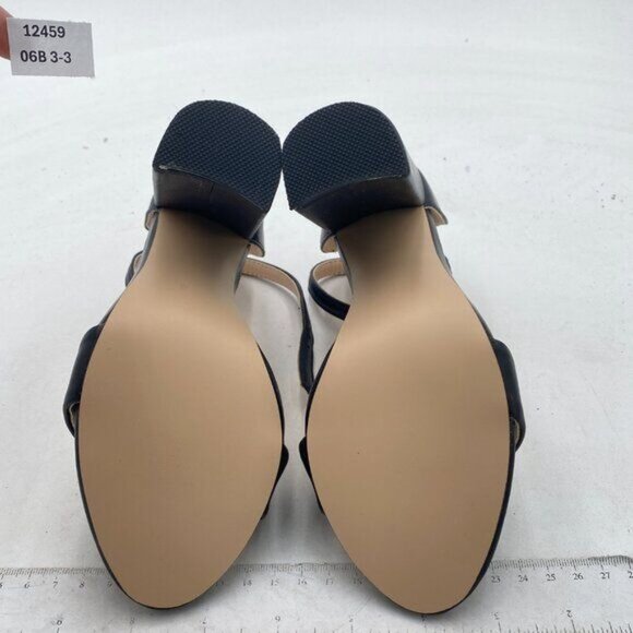 FSJ Black Chunky High Heel Sandals Open Toe Ankle Strap Single Band Dress Shoe - Picture 7 of 8